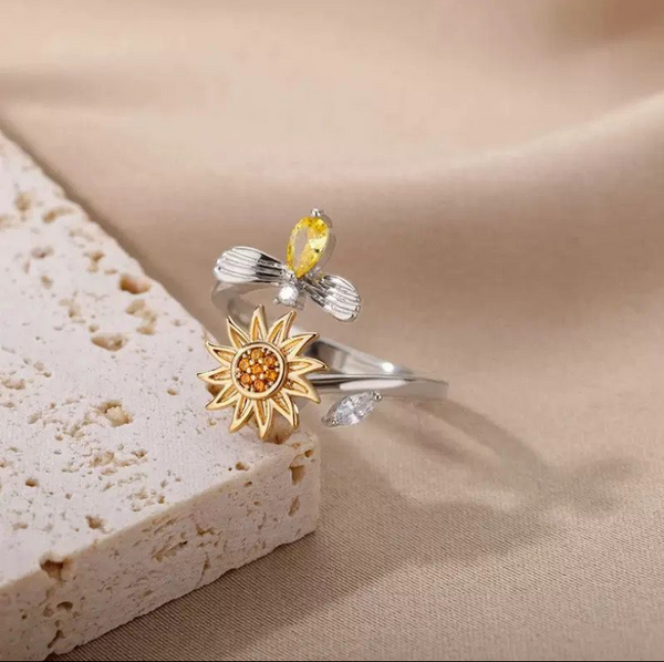 A Little Sunshine for Stressful Days - Sunflower Calm Ring